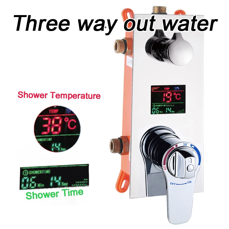 In Wall Thermostatic Shower Valve LED Temperature Digital Display Concealed Shower Mixing Valve Faucet HW-9812