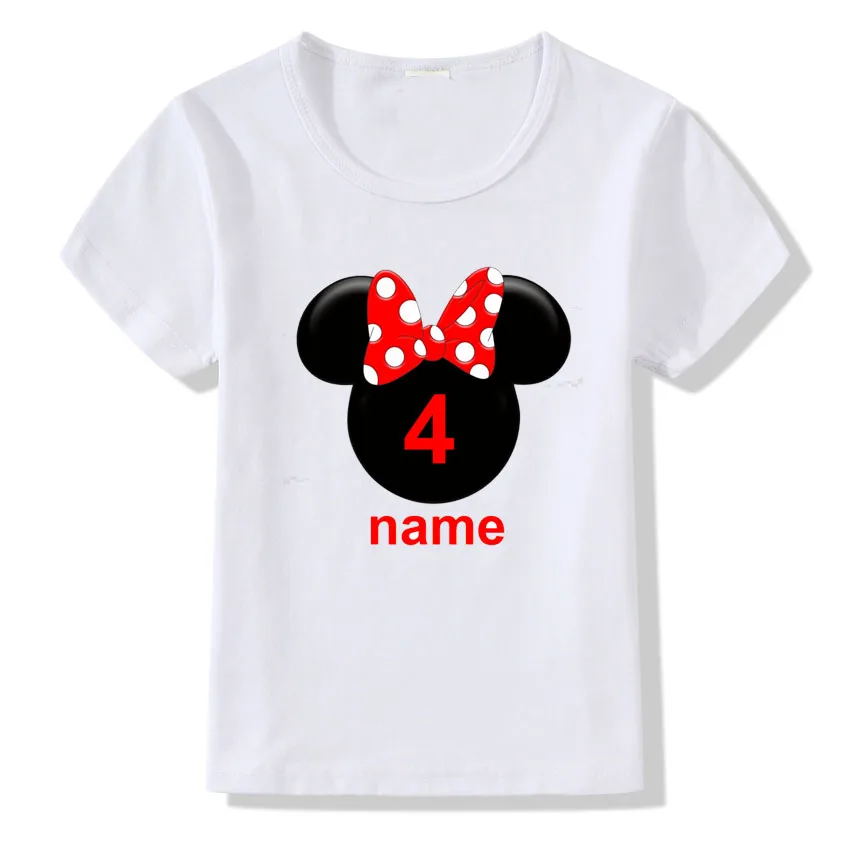 Семейная футболка с принтом короны и мультяшным бантом Одинаковая одежда для всей семьи футболка на день рождения с вашим именем и номером, подарок - Цвет: C4