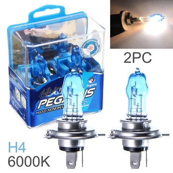 

Car Halogen Bulbs 2 Pcs H4 100W 6000K White Light Super Bright Car HOD Halogen Lamp Auto Front Headlight Car Light Bulbs