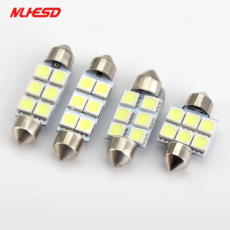 1х Автомобильный свет C5W 6 SMD LED 10 шт 31 мм 36 39 41 белый 3528 1210 6SMD 6LED гирлянда купольная