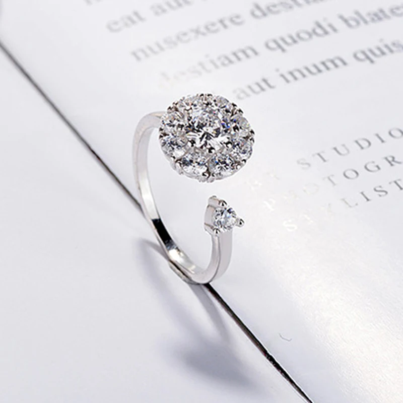 BRAVEKISS роскошные открытые обручальные кольца с кубическим цирконием вращающиеся модные ювелирные изделия для женщин креативное вращение пальцами кольцо PR0197