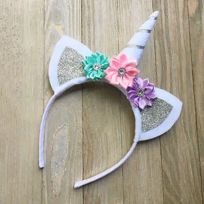 Ободок для волос в вечерние рога единорога с цветком розы|unicorn horn|hair headbandfancy headband |