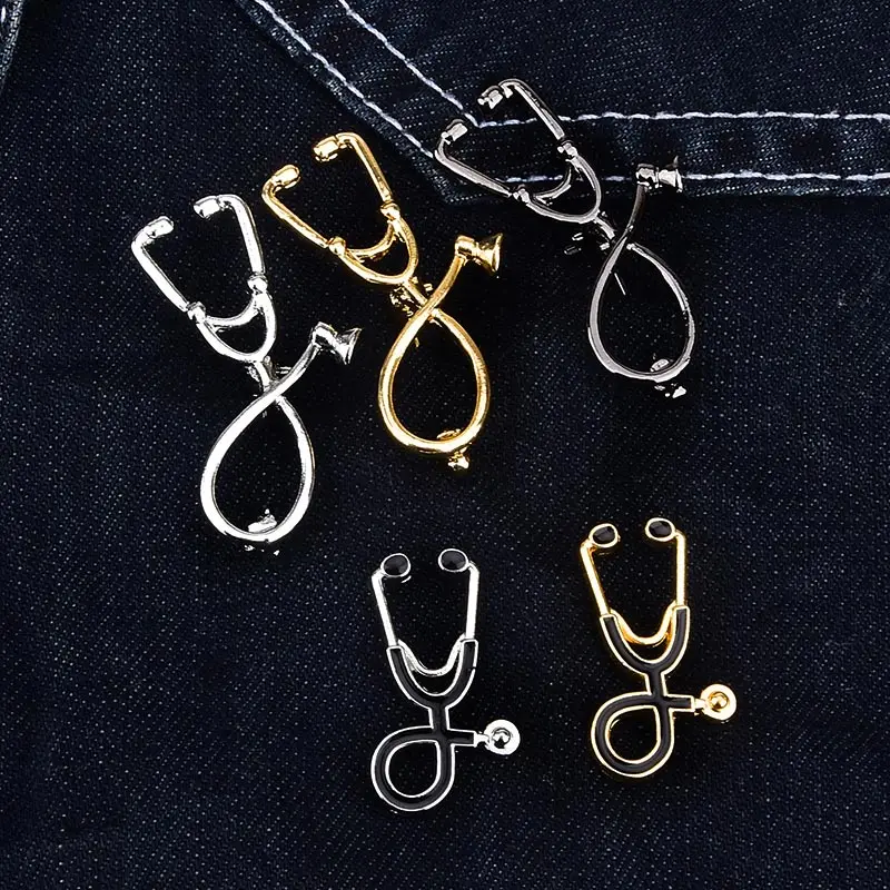 

High Quality 2 Style Brooches Doctor Nurse Stethoscope Brooch Medical Jewelry Enamel Pin Denim Jackets Collar Badge Pins Button