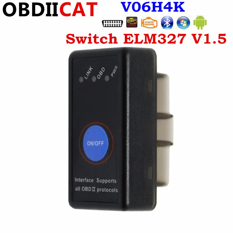 

OBDIICAT V06H4K OBD2 Diagnostic Interface Super mini elm327 V1.5 with PIC25K80 ChipSwitch ELM327 Car Scanner Tools OBD