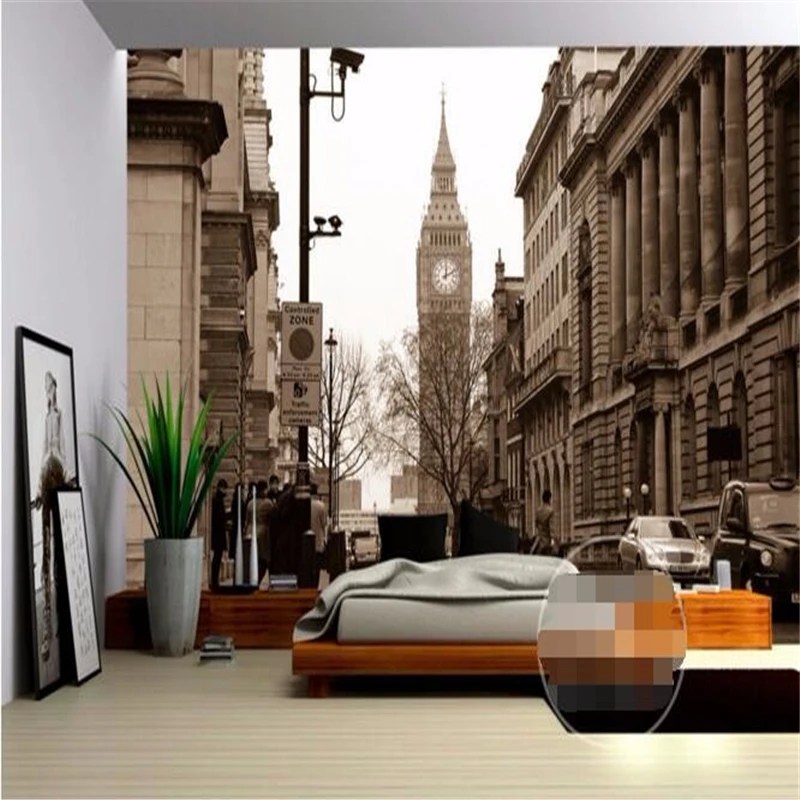 wall papers home decor custom mural tower of London Big Ben city street painting photo 3d wall murals wallpaper for walls 3 d