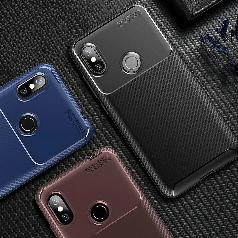 buy Carbon Fiber Cover For Xiaomi Redmi Note 6 Pro Case Luxury Soft TPU Slim Silicone Case for Redmi Note 6 Back Cover For Note 6