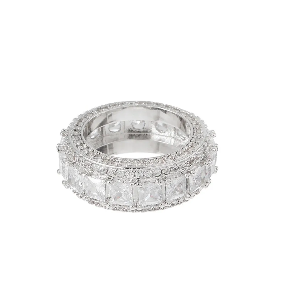 Роскошные микро вечерние кольца для мужчин и женщин, шикарное модное кольцо в стиле хип-хоп, золото/белое золото, цвет кубического циркония, ювелирные изделия