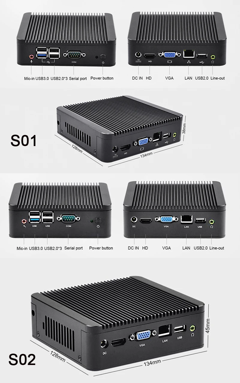 Низкая стоимость без вентилятора Win 10 Mini Pc x86 собрать настольный компьютер Celeron J1900 4 ядра процессора промышленные