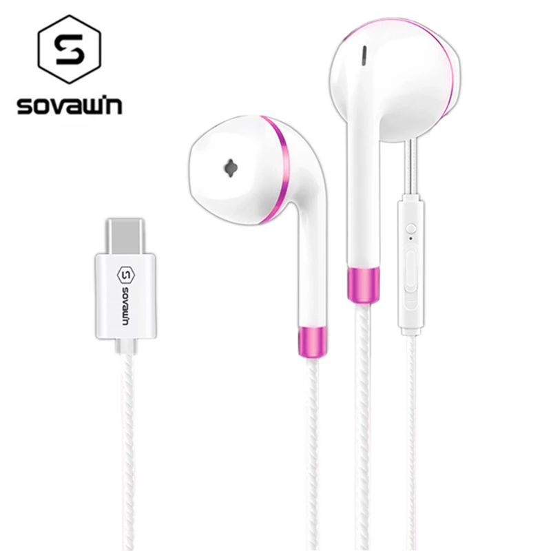 Проводные наушники Sovawin Type C с микрофоном стереонаушники высоким басом и USB