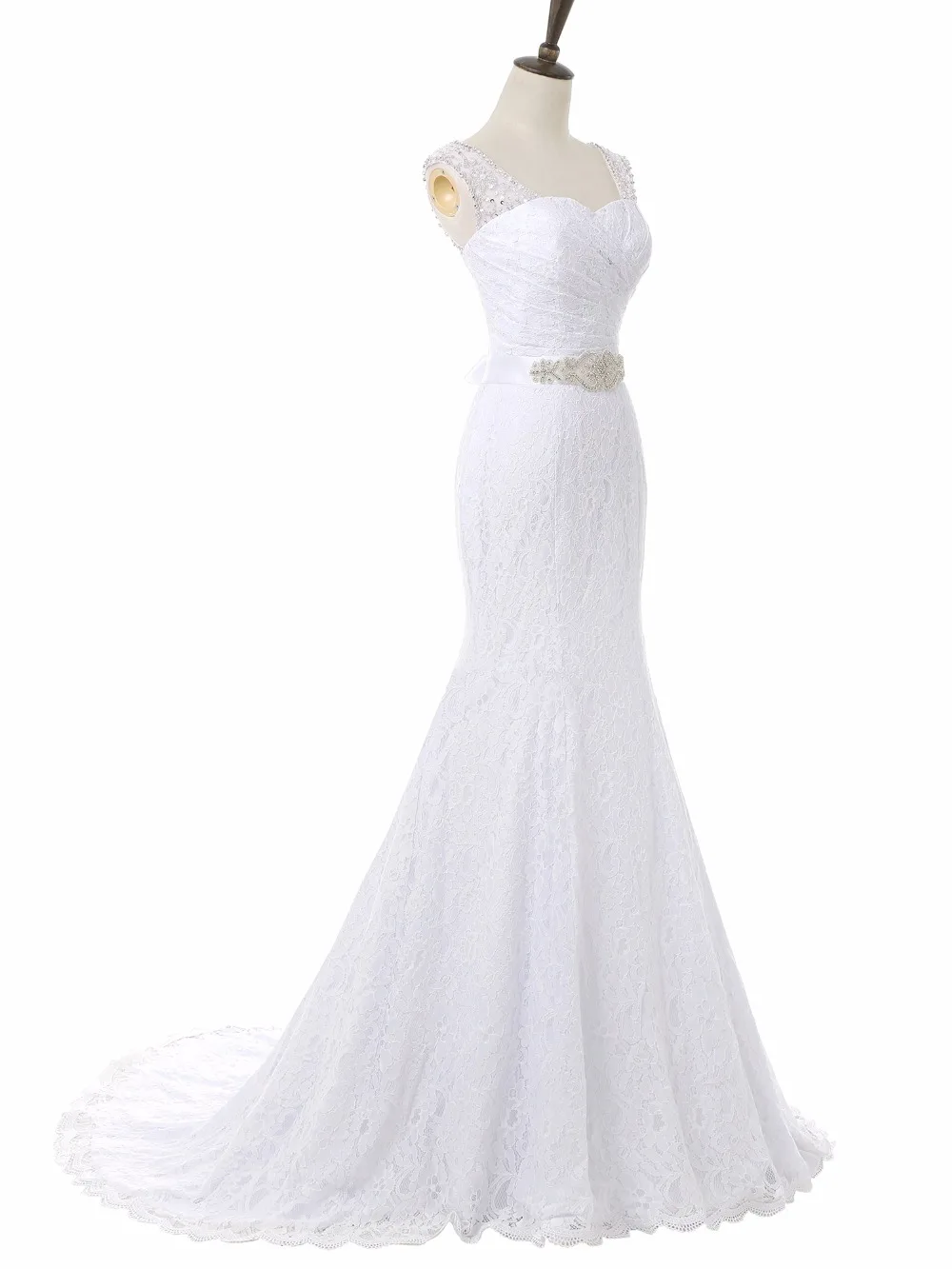 Милое Свадебное Платье Русалочки с длинными рукавами, украшенное бусинами, на молнии, с поясом, свадебное платье vestido De noiva SLD-W828