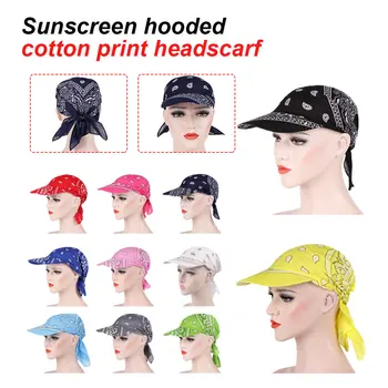 

Fashion Womens Visor Hat Sunhat Printed Head Scarf Keep Warm Cap sun hats for women femme Light body