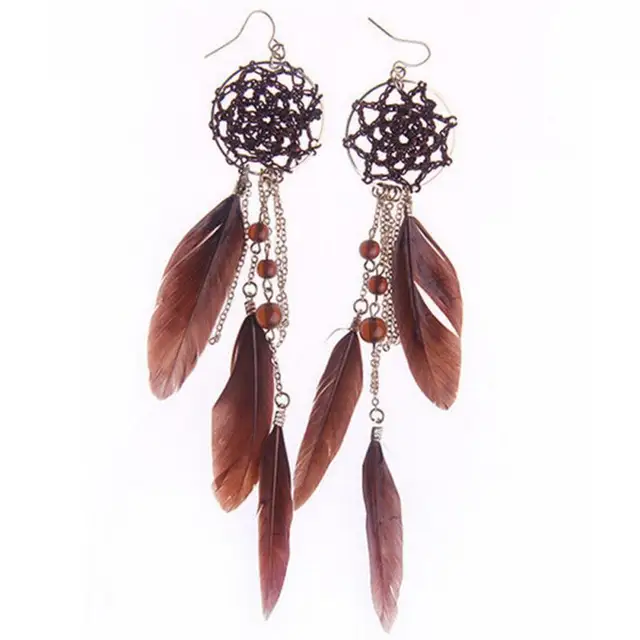Bohemia Feather Beads Long Pendant Design Dream Catcher Dangle Gorgeous Dream Catcher Earrings Online Bohemia Feather Beads Long Pendant Design Dream Catcher Dangle Gorgeous Dream Catcher Earrings Online