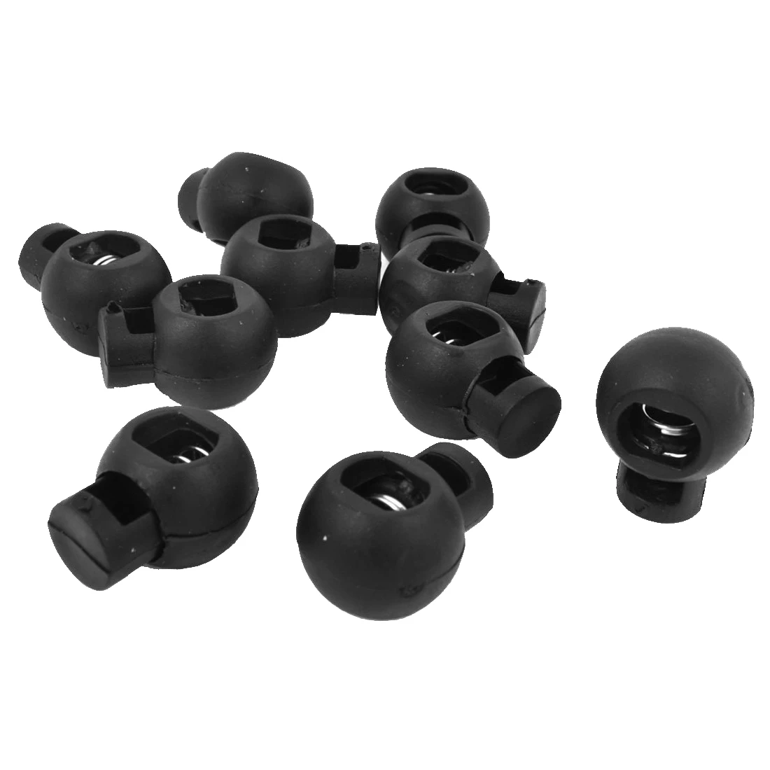 

10 pieces of plastic rope cord stopper ends plug snap hook black 8.5 x 6.5 mm