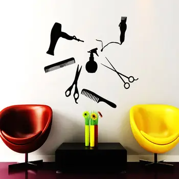 

Wall Decals Hairdryer Scissors Combs Decal Vinyl Sticker Beauty Salon