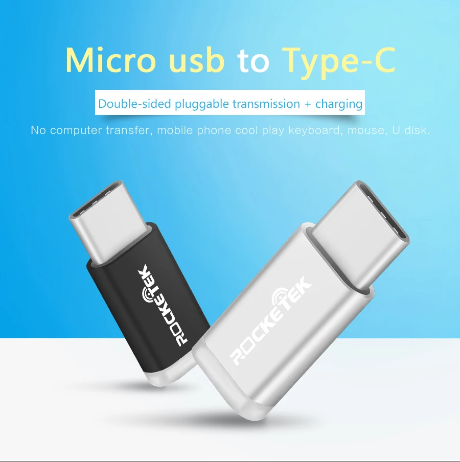 Rocketek Micro USB-type c OTG адаптер алюминиевый телефон тип-c аксессуары мужской разъем для Xiaomi Oneplus LG Nexus 5X6