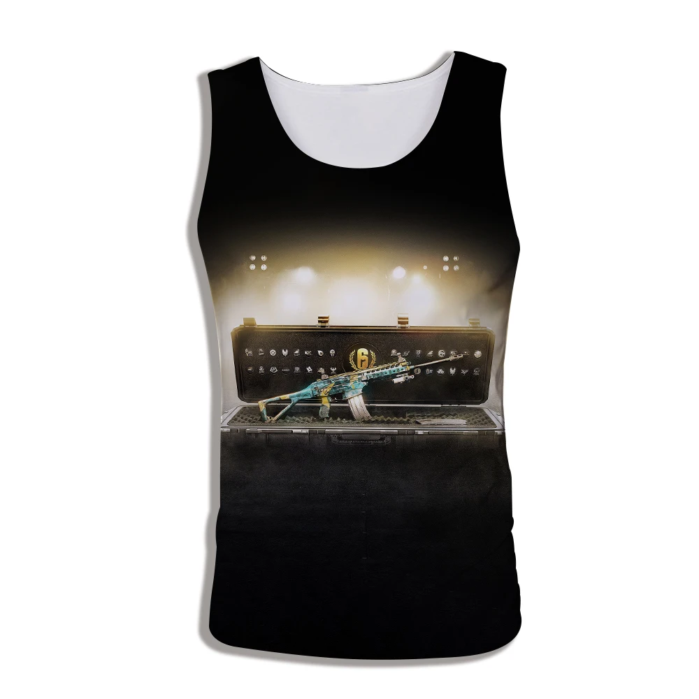 

Hot Game Rainbow Six Siege 3D Bodybuilding Vest Sleeveless Tops 2019 Summer Style Mens Tank Tops 3D Print Anime Slim Fitness