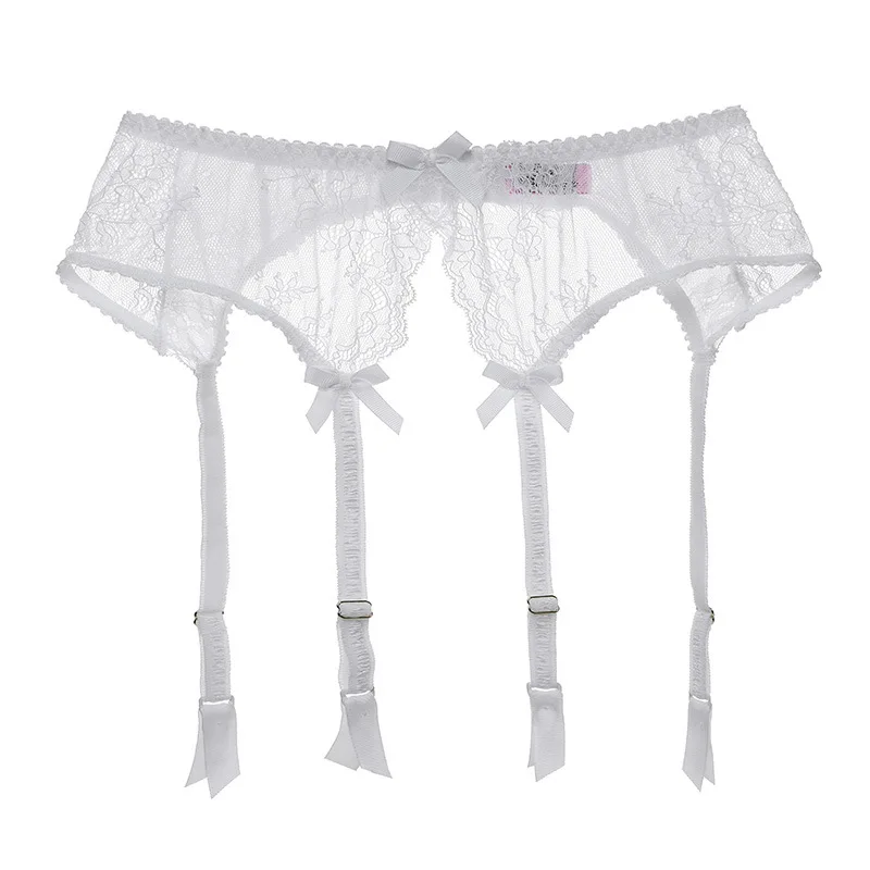 CYHWR Luxury Half Cup Lace Transparent Ultra-thin Solid Lolita Style 3 Pieces/Lots Bra Set and Garter