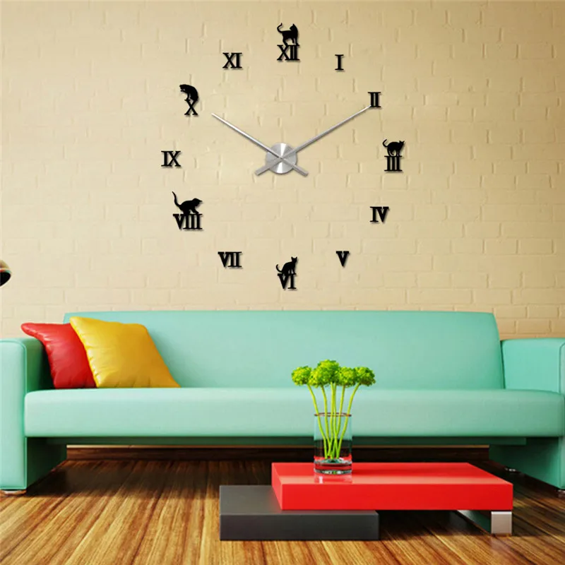 

Modern DIY Large Wall Clock 3D Mirror Surface Sticker Home Decor Art Design New Luxury oversized living room 3D wall clock #4M24