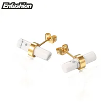 Enfashion turquesa pendientes stud pendientes chapado en oro pendientes de acero inoxidable al por mayor para las mujeres aretes joyas