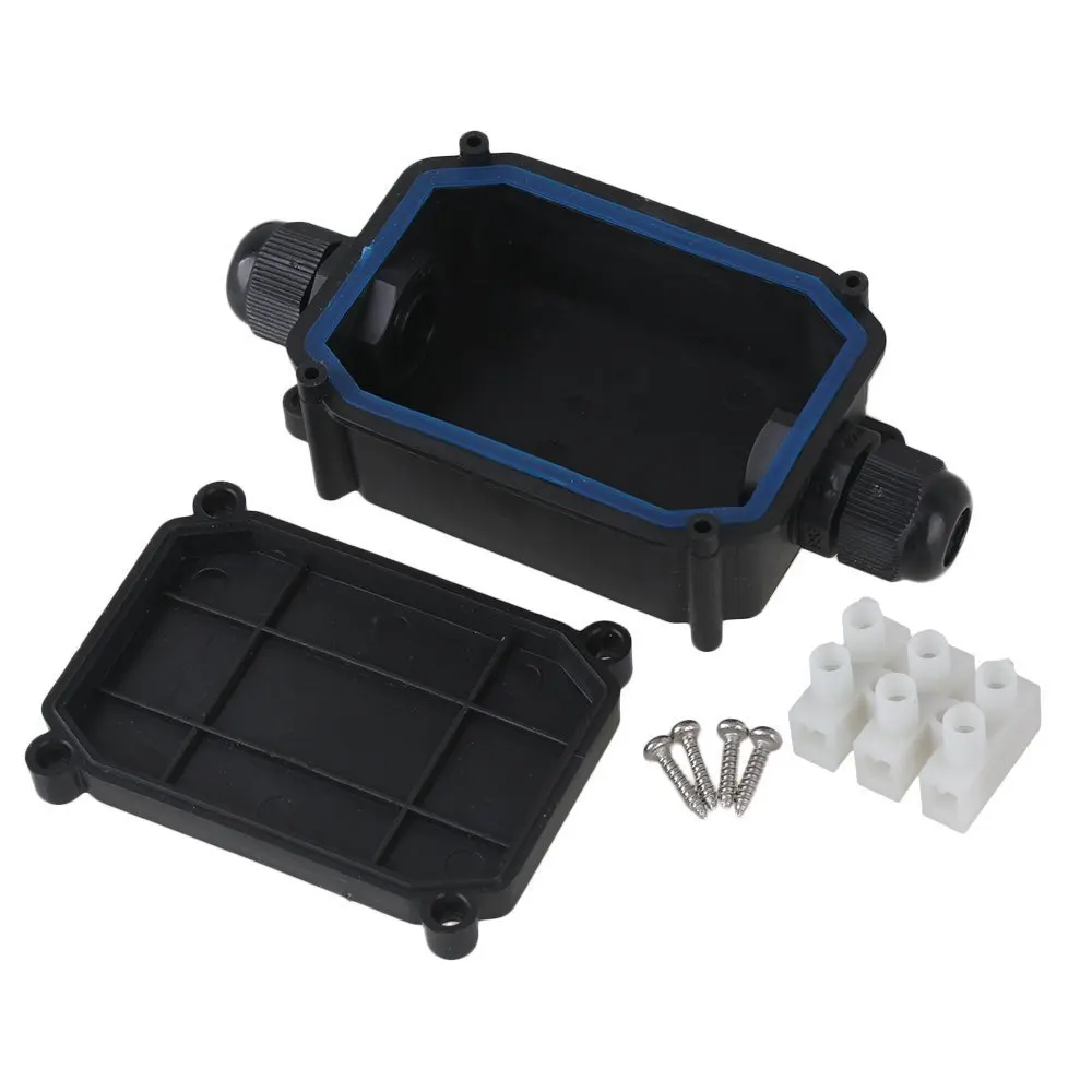 

Waterproof Black IP66 Plastic Cable Wire Connector Gland Electrical 2-Cable Junction Box with T06-3 Terminal