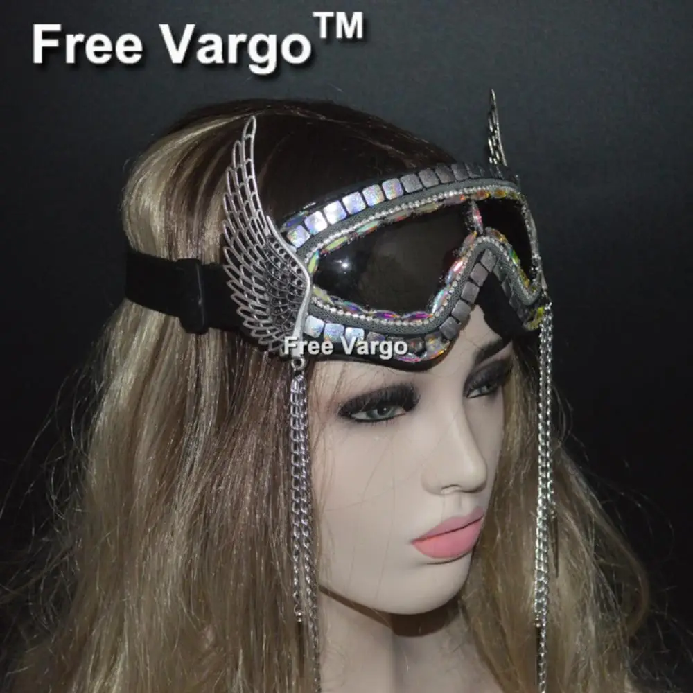 

Holographic Wing Burning Man Goggles Glasses, Cyber Goggles Stage EDM EDC Rave Costumes Headpiece