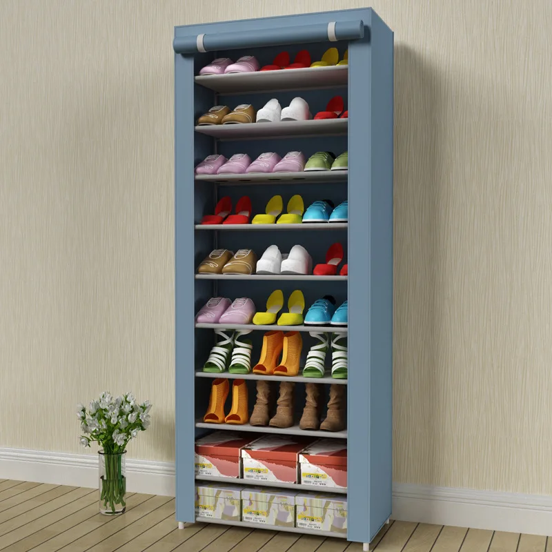 10-story large-capacity simple shoe metal non-woven dust-proof shoe rack can be freely assembled living room furniture