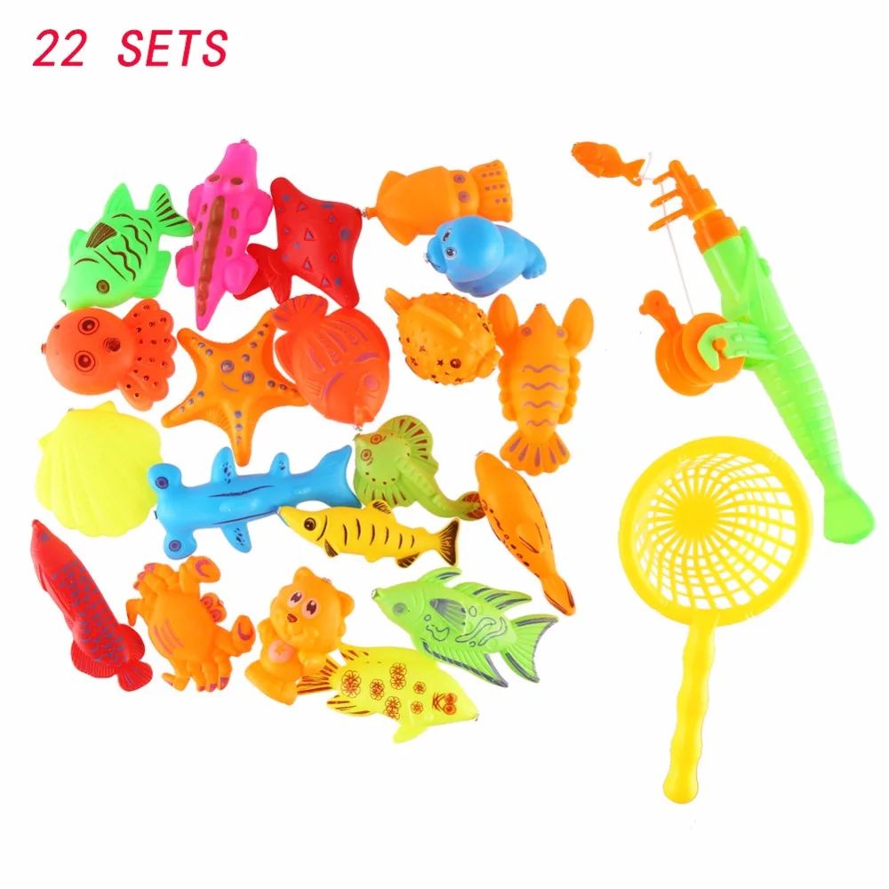CCINEE 22PCs Set Magnetic Fishing font b Toy b font Game Kids 1 Fishing Rod 1