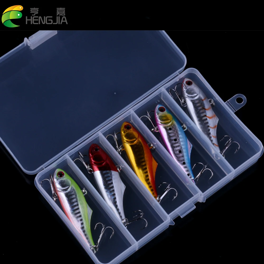 

Hengjia 7cm 24g Winter VIB Fishing Lure Hard Bait with Lead Inside Ice Sea Fishing Tackle Diving Swivel Jig Wobbler Lure Boxed
