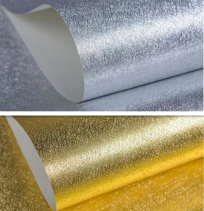 10M Gold/Silver foil Brushed Texture Wallpaper ,Luxury Glitter