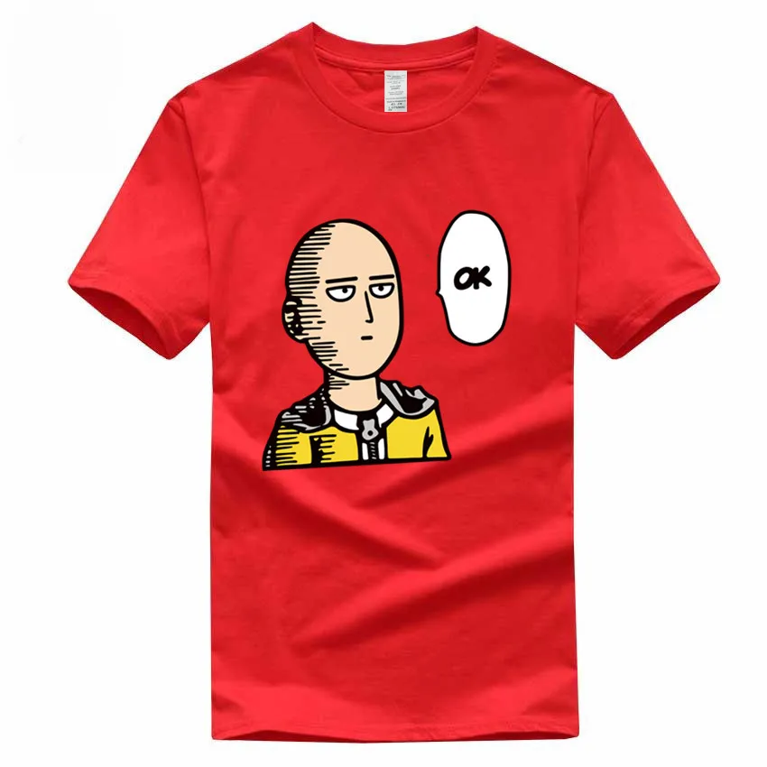 Футболка One Punch Man Saitama Sensei из японского аниме, европейский размер, хлопок, летняя повседневная футболка с круглым вырезом для мужчин и женщин GMT300004 - Цвет: Red A