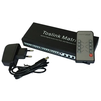 

2019 Toslink Matrix New 4 In 4 Out SPDIF / TOSLINK Digital Optical Audio 4x4 True Matrix Switcher Selector Remote Control