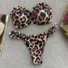 Strapless Ruffled Bikini in Solid and Leopard Print 15