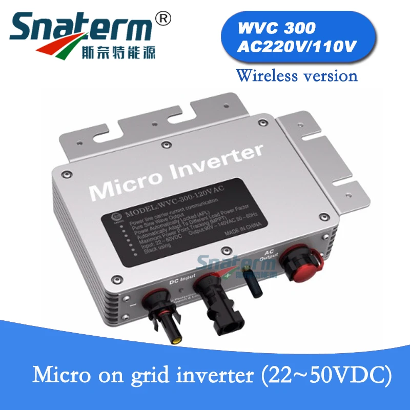

WVC300 AC220V/230V/110V 250W MPPT Solar PV Panel Pure Sine Wave Micro on Grid Tied Power Inverter Wireless communication version
