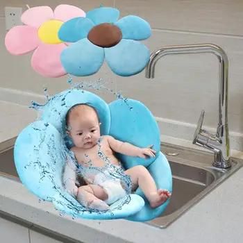

Baby Shower Bath Adjustable Tub Pad Baby Bathtub Mat Non Slip Flower Soft Plush Bath Floating Pad Newborn Safety Bath Cushion