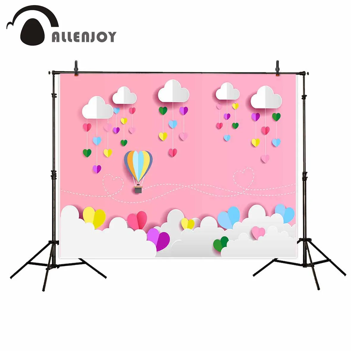 Allenjoy розовый фон с красочными любовными сердцами и воздушным шаром для детей Дня