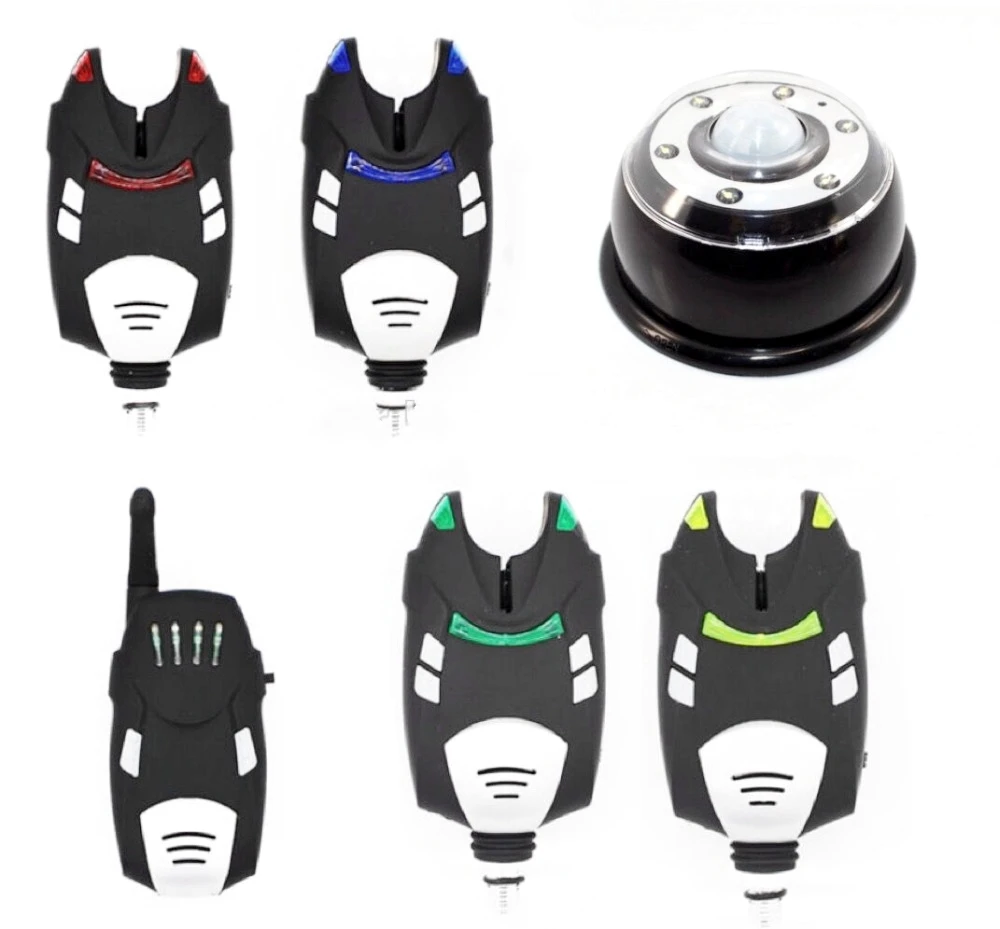 

1+4 Fishing Alarm Set Wireless Digital Water-resistant alarm with shock Receiver + tent light in the Case