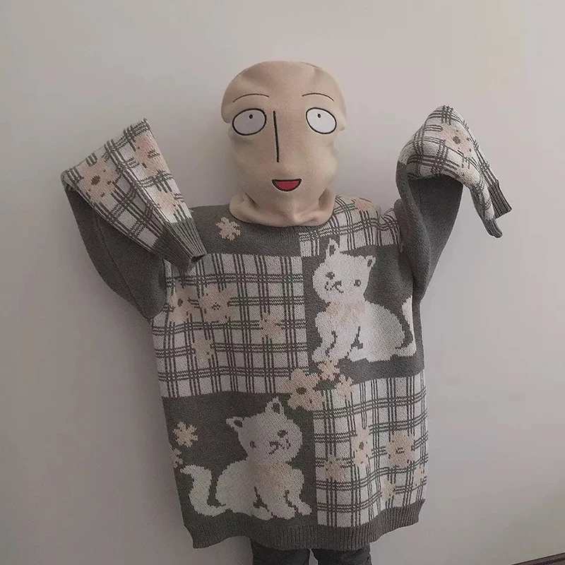 Новинка, милая забавная вязаная шапка Harajuku с рисунком One Punch Man Bald Saitama, женская шапка, мужская шапка