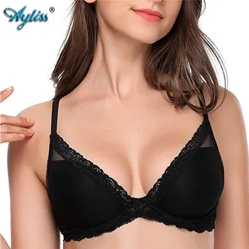 

Ayliss Sexy Black Underwire For Women 3/4 Cup Female Lace Bra Unlined Underwear Fashion 3 Colors