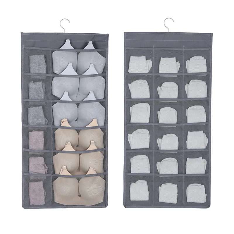 Simple Modern Oxford Hanging Storage Bag 1pcs Underwear Stockings Closet Organizer For Wardrobe Double Side Hanging Organizer
