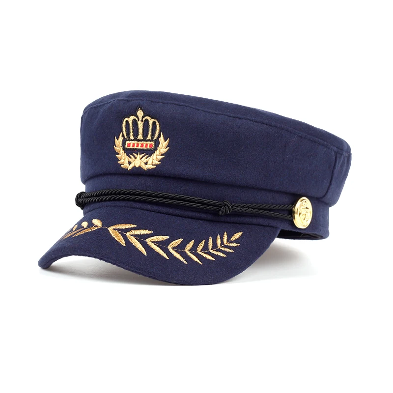 TUNICA, винтажная теплая шапка для мужчин и женщин, осенне-зимние Плоские военные береты, кепка, Настраиваемые матросские кепки, темно-синие Шапки