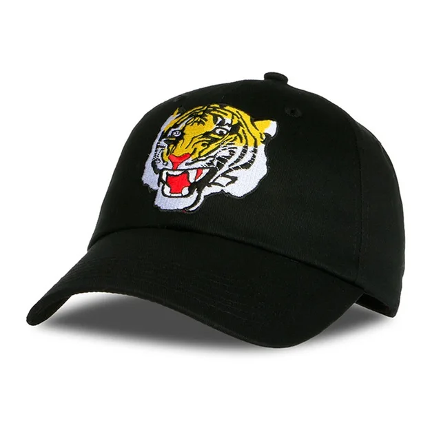 Hot Embroidery Animal Tiger dad Hats Baseball Caps Black Snapback Hats