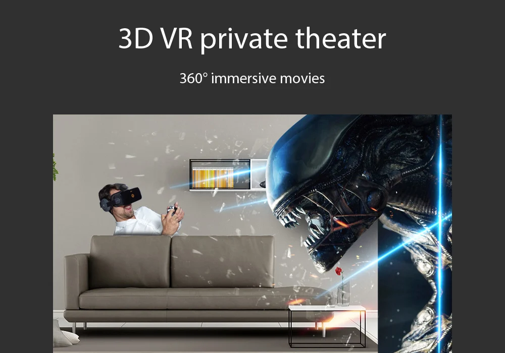 4K VR шлем картонные очки виртуальной реальности мобильный телефон 3D видео наушники для просмотра фильмов с наушником ПК 110 градусов