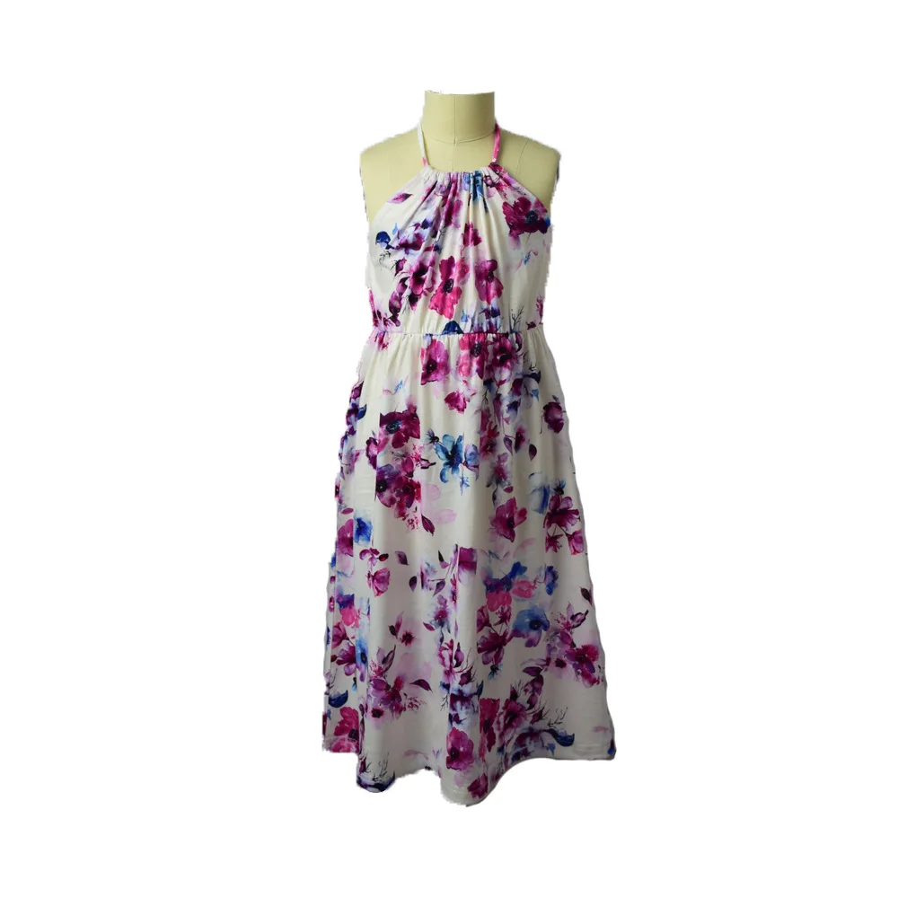 

ZOGAA 2019 Printing Waist Belt Long Open Fork Mother and Daughter Clothes Causal Sleeveless Mommy and Daughter Matching Clothes
