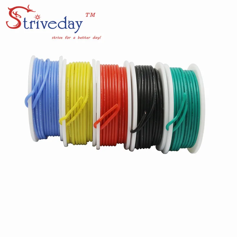 22AWG 30 м/коробка гибкий силиконовый кабель провода Твердые электронные провода Луженая Медь Линия Комплект 5 цветов DIY