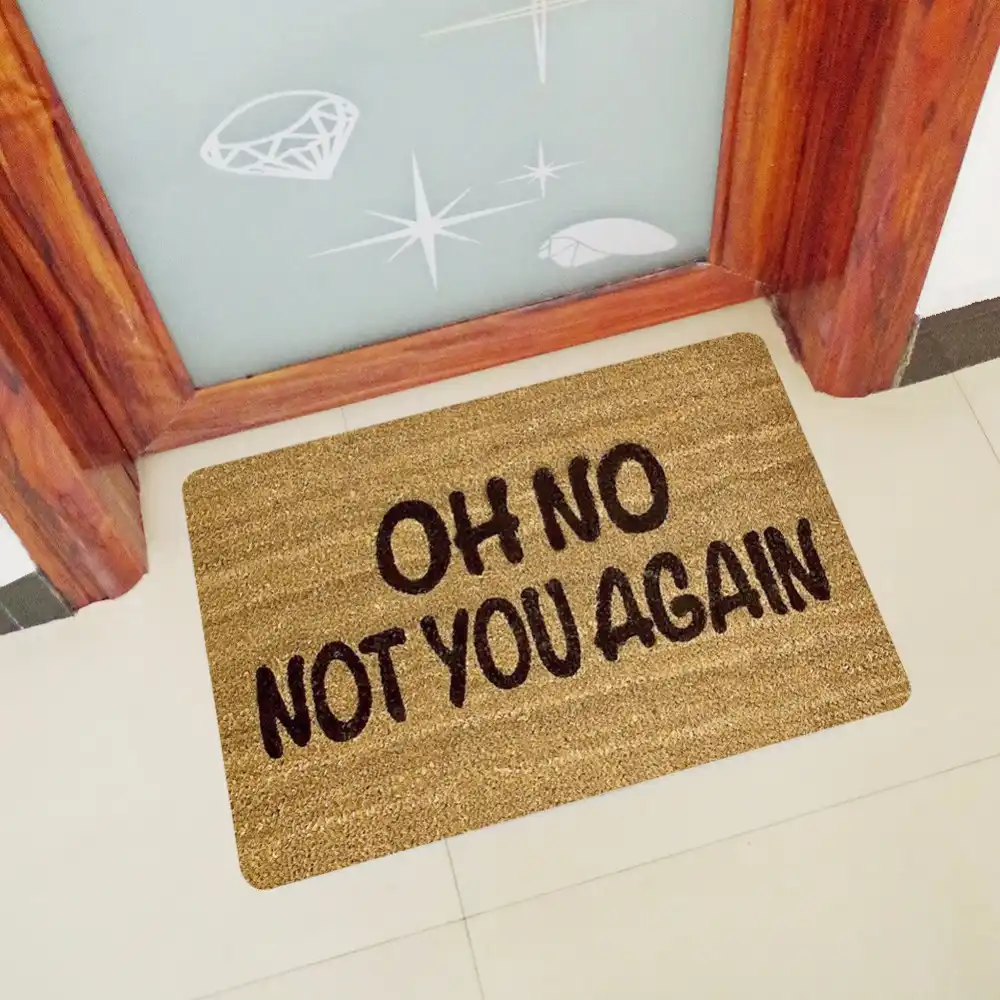 Cammitever Funny Word Rug Oh No Not You Again Carpet Non Slip Bath Mat Absorbent Waterproof Home Decor Doormat