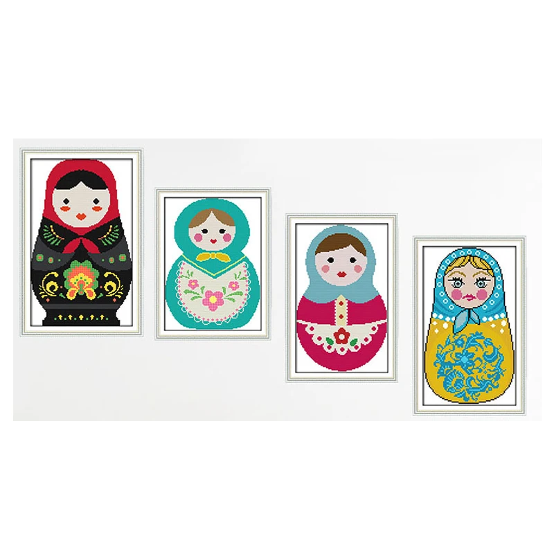 

Joy Sunday cross stitch kits Russian dolls DMC14CT11CT cotton fabric livingroom baby room hotel shop painting factory wholesale