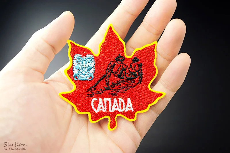 Канадские кленовые листья размер: 7,2x7,3 см значки вышитая аппликация швейная нашивка одежда наклейки одежда аксессуары