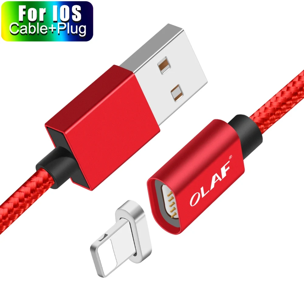 Олаф магнитное зарядное устройство usb type C Micro USB кабель провод для быстрой зарядки штекер type-C Магнитный кабель для iPhone samsung Xiaomi huawei - Цвет: Red For IOS  Cable