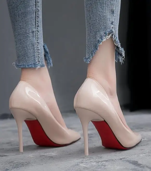 

Sexy Red Bottom High Heels 2019 Party Shoes Black Women Pumps Wedding Shoes Bride Chaussures Femme Pointed Toe Thin Heels Pumps