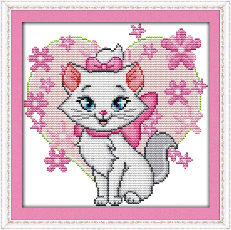 Wall Art for Bedroom Cute Cat Reading Newspaper Counted Cross Stitch Kits Egyptian Long Staple Cotton Cross Stitch Thread Needles Fabric Kits